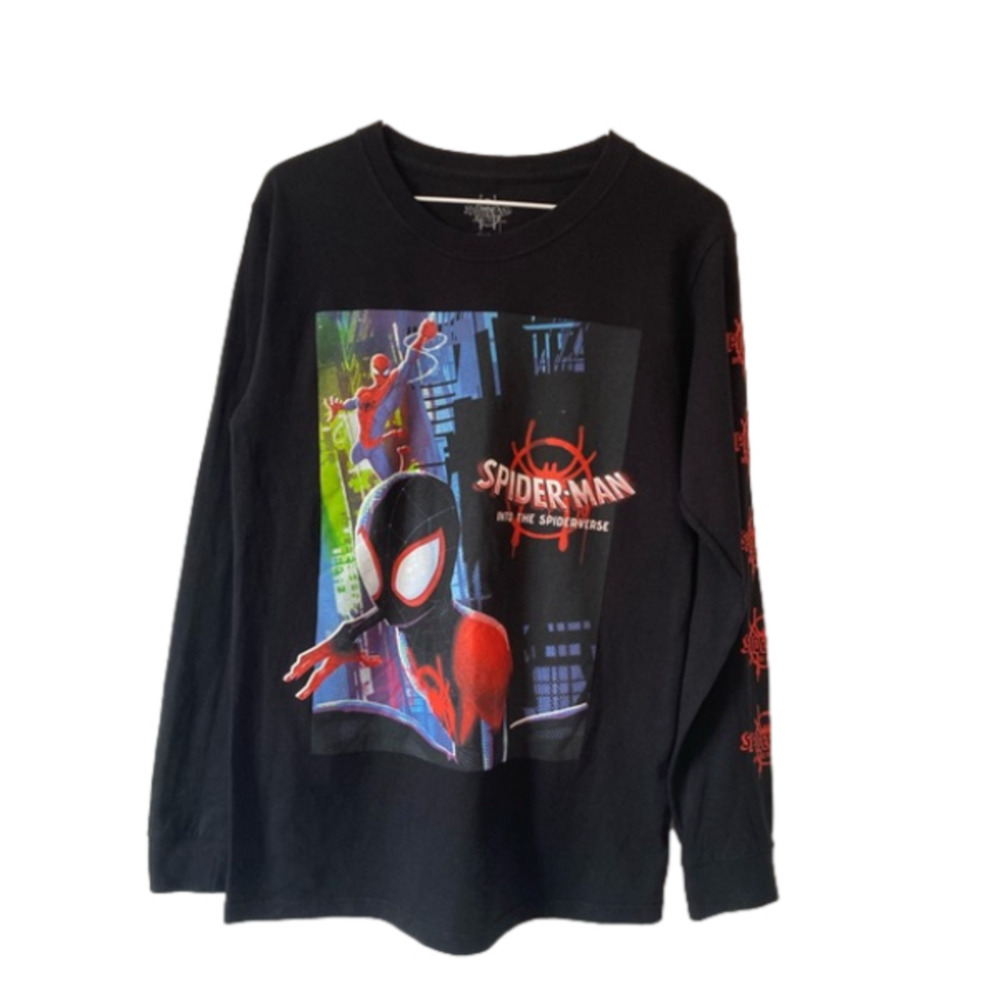 Spider-Man Into The Spiderverse Men's Sm Black Long Sleeve Graphic T-Shirt